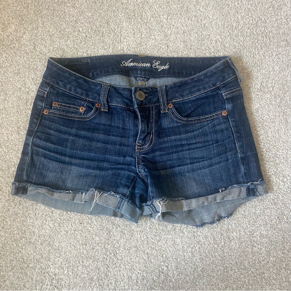 American Eagle Dark Denim Shortie Shorts